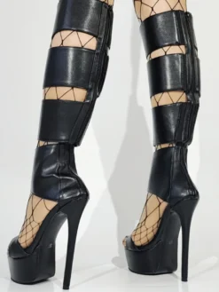 Sandales gladiateur noires à plateforme et bout ouvert sandales à talons hauts découpés
