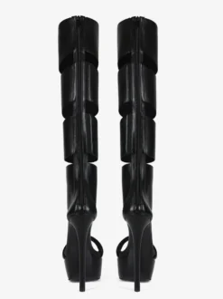 Sandales gladiateur noires à plateforme et bout ouvert sandales à talons hauts découpés