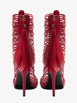 Sandales gladiateur rouges pour femmes sandales à talons hauts à bout ouvert et brides