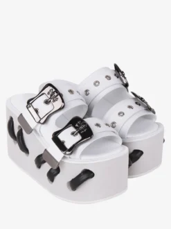 Sandales Gothiques Lolita À Bout Rond Steam Punk Chaussures D'été Compensées Lolita Noires