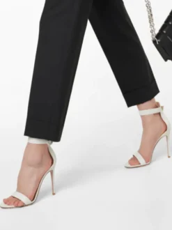 Sandales habillées noires à bout ouvert talon aiguille bride à la cheville chaussures de soirée