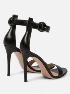 Sandales habillées noires à bout ouvert talon aiguille bride à la cheville chaussures de soirée