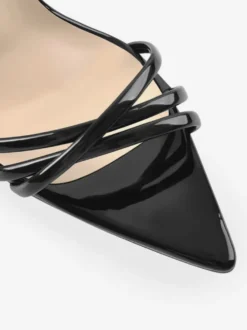 Sandales à lacets noires chaussures habillées à talons hauts bride