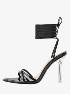 Sandales à lacets noires chaussures habillées à talons hauts bride
