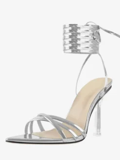 Sandales à lacets noires chaussures habillées à talons hauts bride