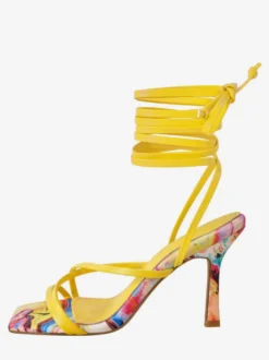 Sandales à lacets pour femmes talons hauts bout ouvert brides