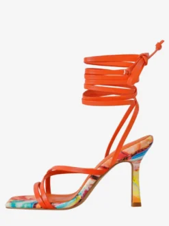 Sandales à lacets pour femmes talons hauts bout ouvert brides