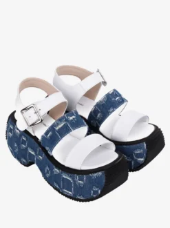 Sandales Lolita Gothiques Bout Rond Textile Chaussures D'été Lolita Blanches