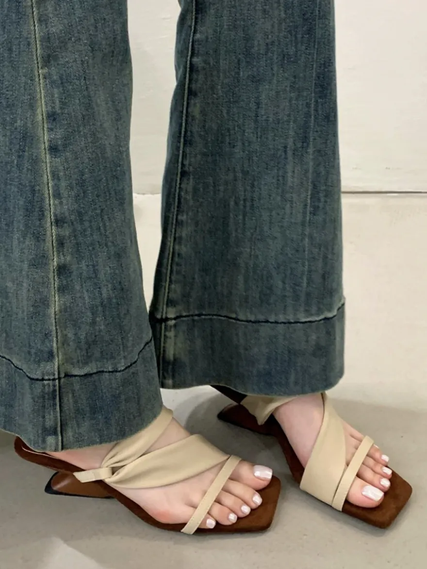 Sandales mules à bout ouvert pour femmes sandales à talons design à lanières