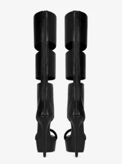 Sandales noires montantes à plateforme et bout ouvert style gladiateur unisexe