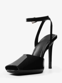 Sandales noires à talons hauts et bout ouvert pour femme modèle 2026