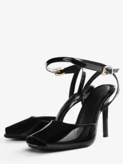 Sandales noires à talons hauts et bout ouvert pour femme modèle 2026