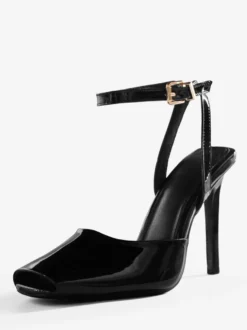 Sandales noires à talons hauts et bout ouvert pour femme modèle 2026