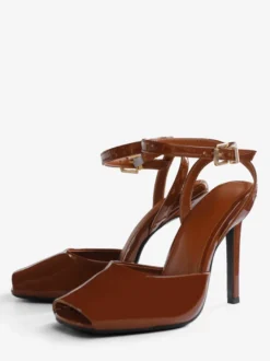 Sandales noires à talons hauts et bout ouvert pour femme modèle 2026