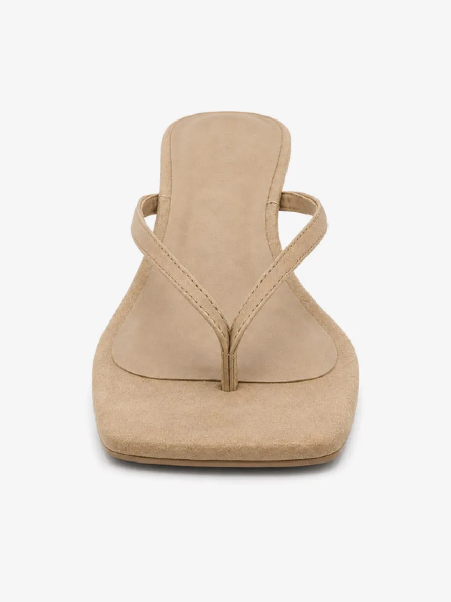 Sandales pantoufles à petits talons en daim tongs