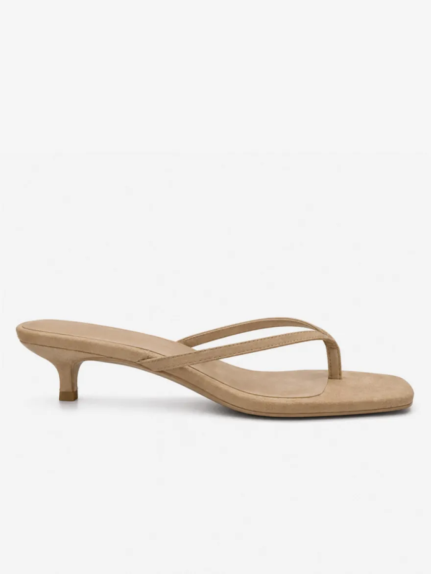 Sandales pantoufles à petits talons en daim tongs