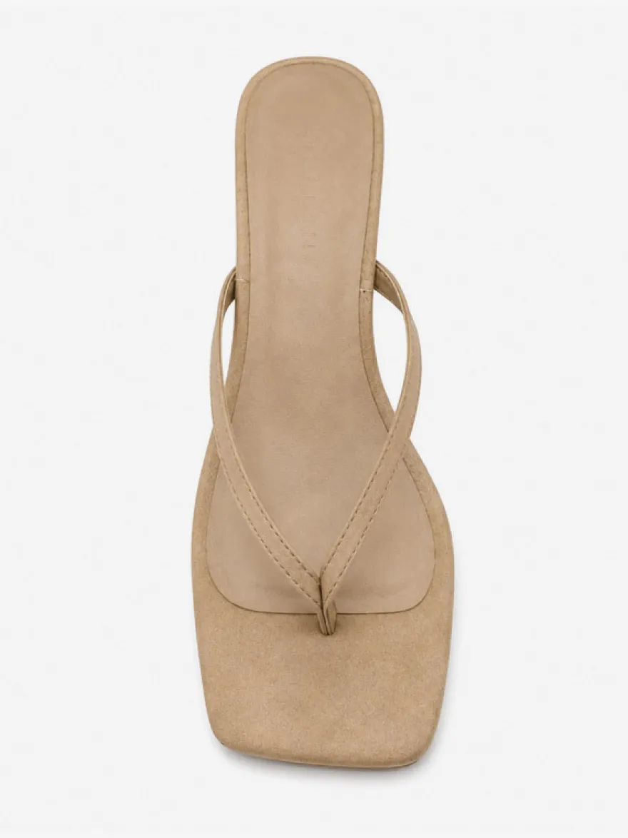 Sandales pantoufles à petits talons en daim tongs