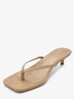 Sandales pantoufles à petits talons en daim tongs