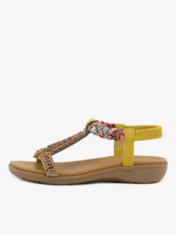 Sandales Plates Bohème En Cuir PU Clouté Sangle En T Chaussures Décontractées