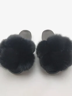 Sandales plates à bout ouvert en fausse fourrure pour femme