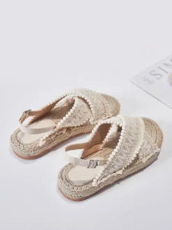 Sandales Plates Pour Femmes Sandales De Plage Bout Rond À Lacets Sandales