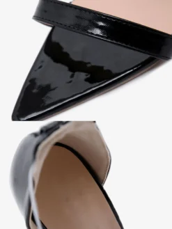 Sandales sexy femme à talon haut noir en pu vernis