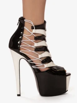 Sandales sexy à plateforme et bout ouvert pour femme bottines à talons hauts découpés