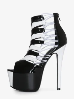Sandales sexy à plateforme et bout ouvert pour femme bottines à talons hauts découpés