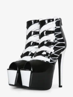 Sandales sexy à plateforme et bout ouvert pour femme bottines à talons hauts découpés