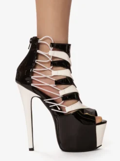 Sandales sexy à plateforme et bout ouvert pour femme bottines à talons hauts découpés