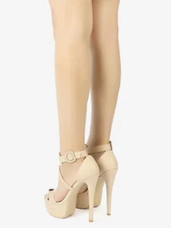 Sandales sexy à plateforme et bout ouvert pour femme chaussures à talons hauts et lanières