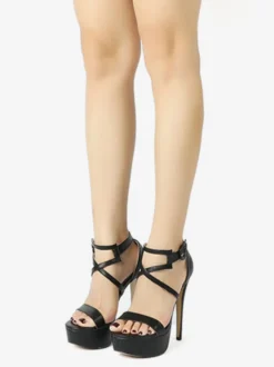 Sandales sexy à plateforme et bout ouvert pour femme chaussures à talons hauts et lanières