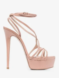 Sandales sexy pour femmes plateforme noire bout ouvert lanières talons hauts