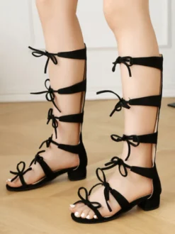 Sandales Sweet Lolita avec nœuds et bout rond en daim chaussures d'été Lolita blanches et écru
