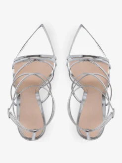 Sandales à talon pour femmes bout pointu talon aiguille sandales en PU verni