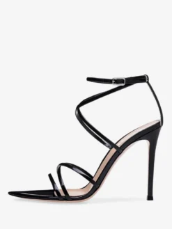 Sandales à talon pour femmes bout pointu talon aiguille sandales en PU verni