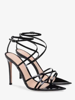 Sandales à talon pour femmes bout pointu talon aiguille sandales en PU verni
