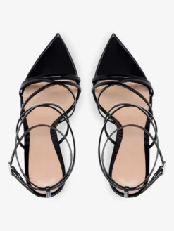 Sandales à talon pour femmes bout pointu talon aiguille sandales en PU verni