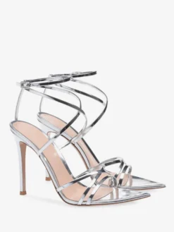 Sandales à talon pour femmes bout pointu talon aiguille sandales en PU verni