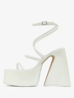 Sandales à talons blocs et plateforme bout carré chaussures de soirée à lanières