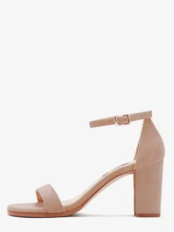 Sandales à talons carrés et bout ouvert en daim pour femmes
