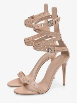 Sandales À Talons Hauts Aigus Abricot En Daim Bride Croisé Et Découpé Chaussures Femme