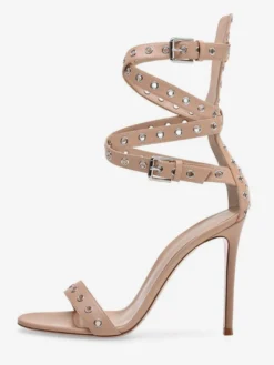 Sandales À Talons Hauts Aigus Abricot En Daim Bride Croisé Et Découpé Chaussures Femme