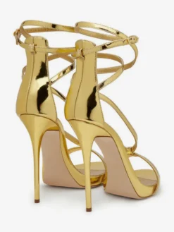 Sandales À Talons Hauts Argentées Chaussures De Soirée Bride Croisée Métallique