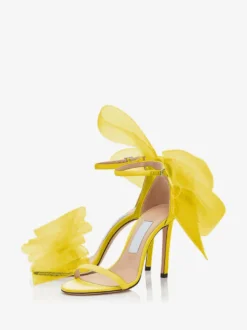 Sandales à Talons Hauts avec Bout Ouvert avec Noeud Unicolore