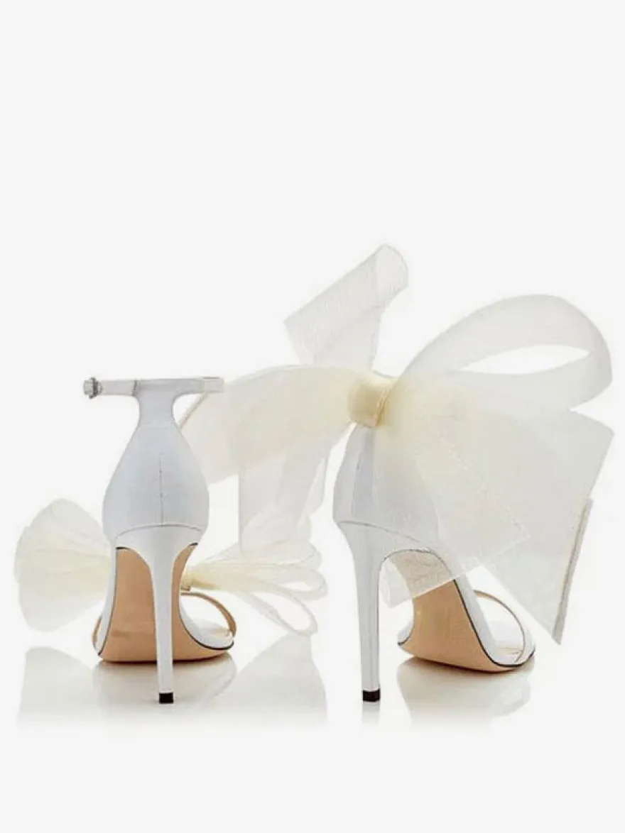 Sandales à Talons Hauts avec Bout Ouvert avec Noeud Unicolore
