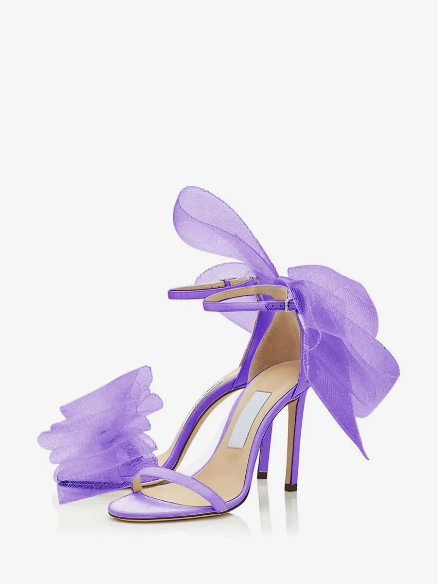 Sandales à Talons Hauts avec Bout Ouvert avec Noeud Unicolore