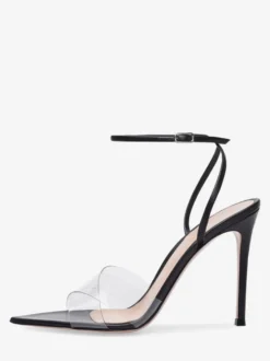 Sandales à talons hauts couleur chair bout ouvert chaussures habillées à talons aiguilles transparents