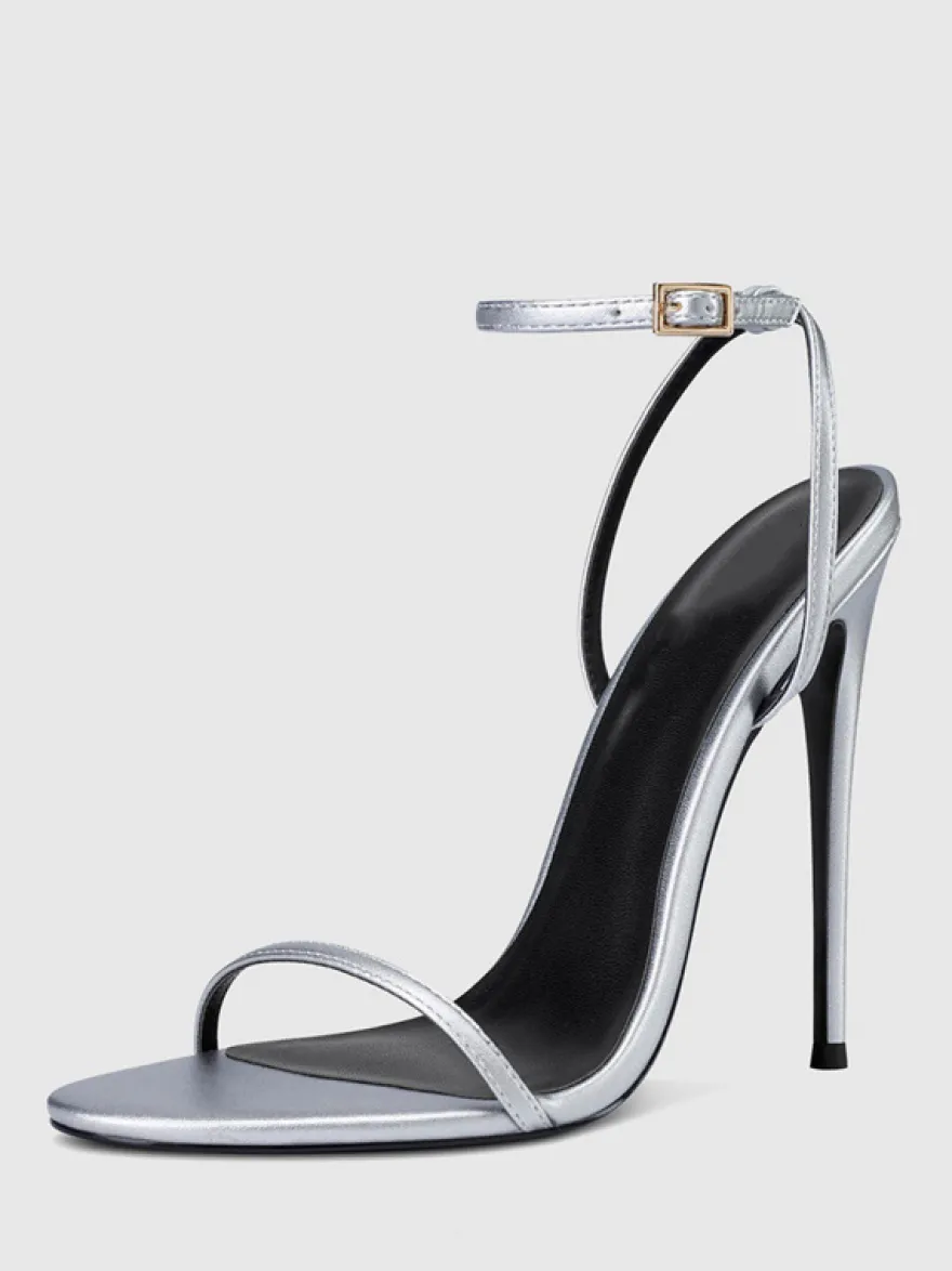 Sandales à talons hauts dorées à bout ouvert et talon aiguille Chaussures de fête