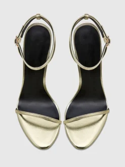Sandales à talons hauts dorées à bout ouvert et talon aiguille Chaussures de fête
